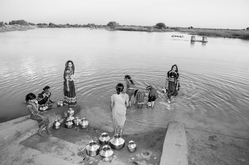 Nature-based Solutions for Drinking Water - drinking water pond in use for collecting 'sweet' and 'safe' drinking water in Kutch district, Gujarat